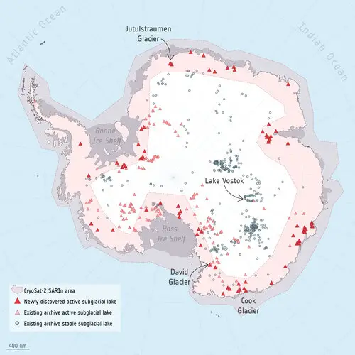 85 new subglacial lakes detected below Antarctica