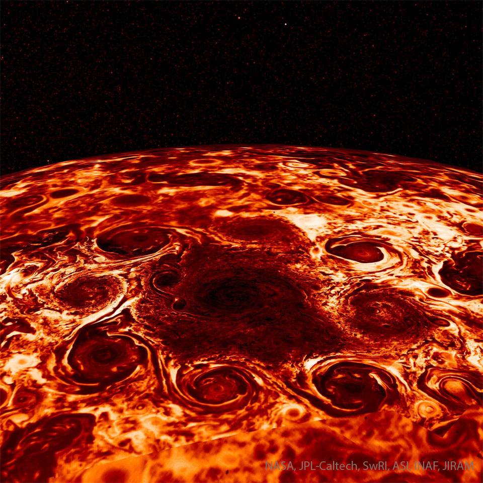 Cyclones at Jupiter’s North Pole