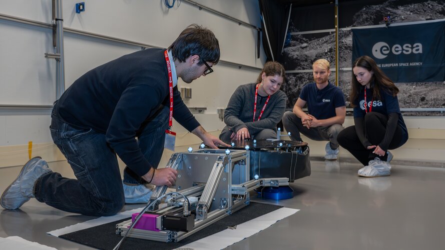 Students kick off experiments on ESA’s flat floor