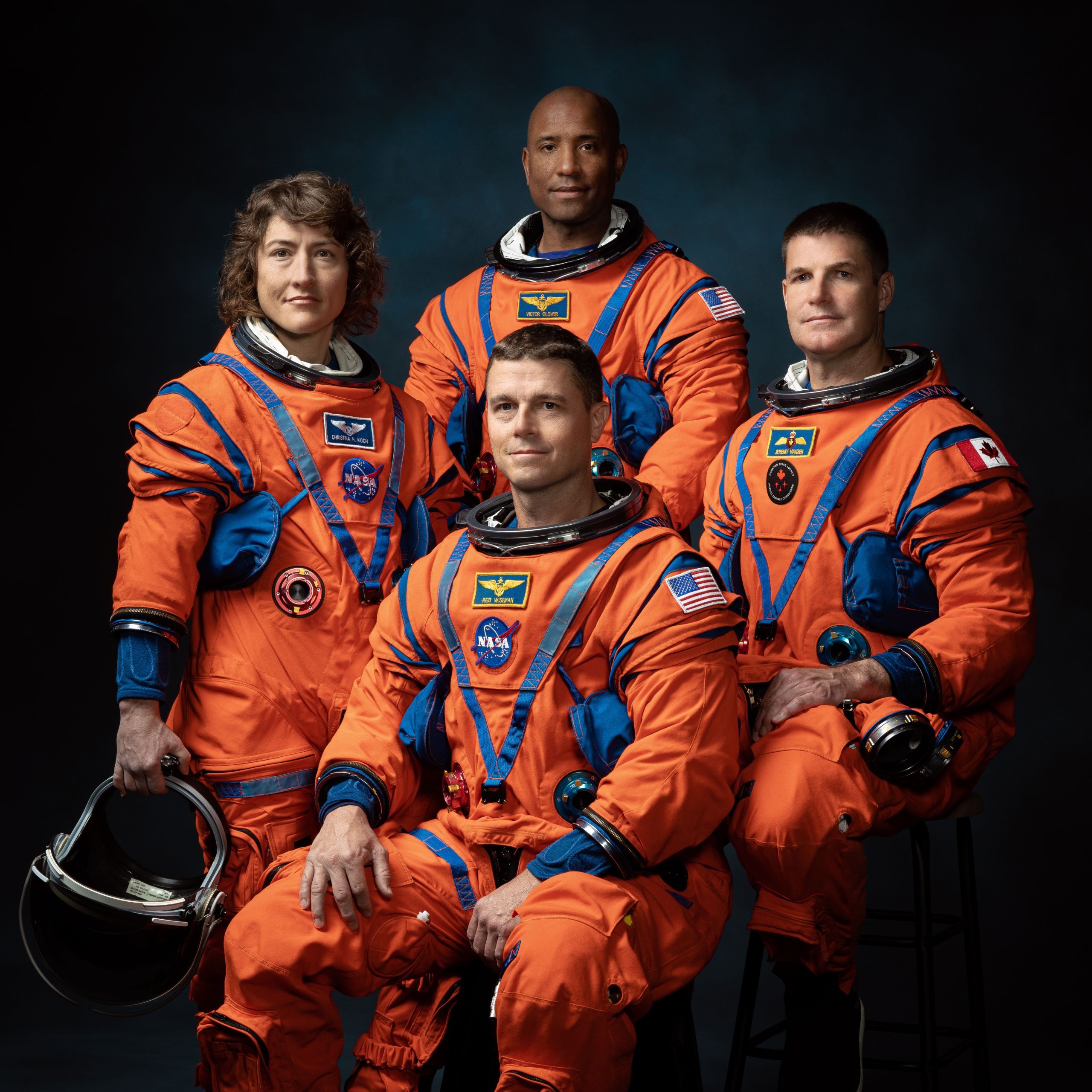 Commander Reid Wiseman, Pilot Victor Glover, and Mission Specialists Christina Koch and Jeremy Hansen
