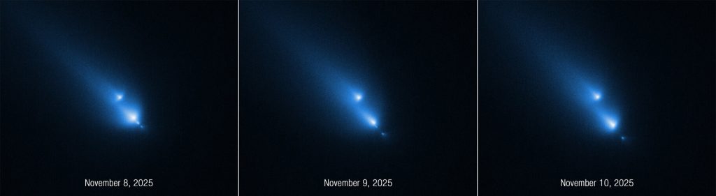 Hubble unexpectedly catches comet breaking up