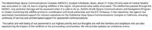 Fires near Madrid Force Evacuation of NASA’s DSN Facility