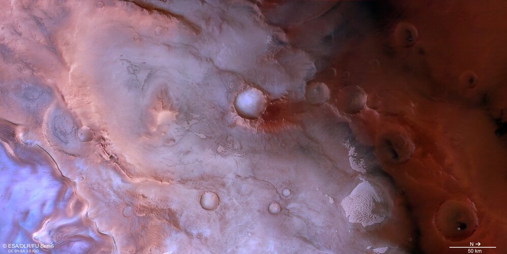 Purple swirls on the Red Planet