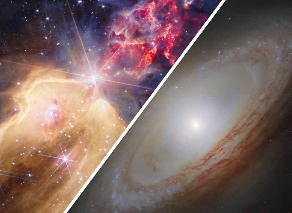 Webb and Hubble observe stellar nurseries, galaxies, and gravitational lensing in new images