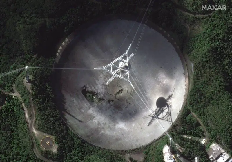 Huge Puerto Rico radio telescope collapses