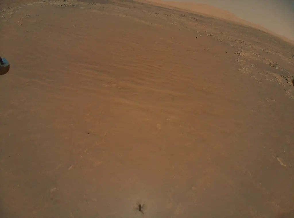 NASA’s Ingenuity Mars Helicopter Spots Perseverance From Above