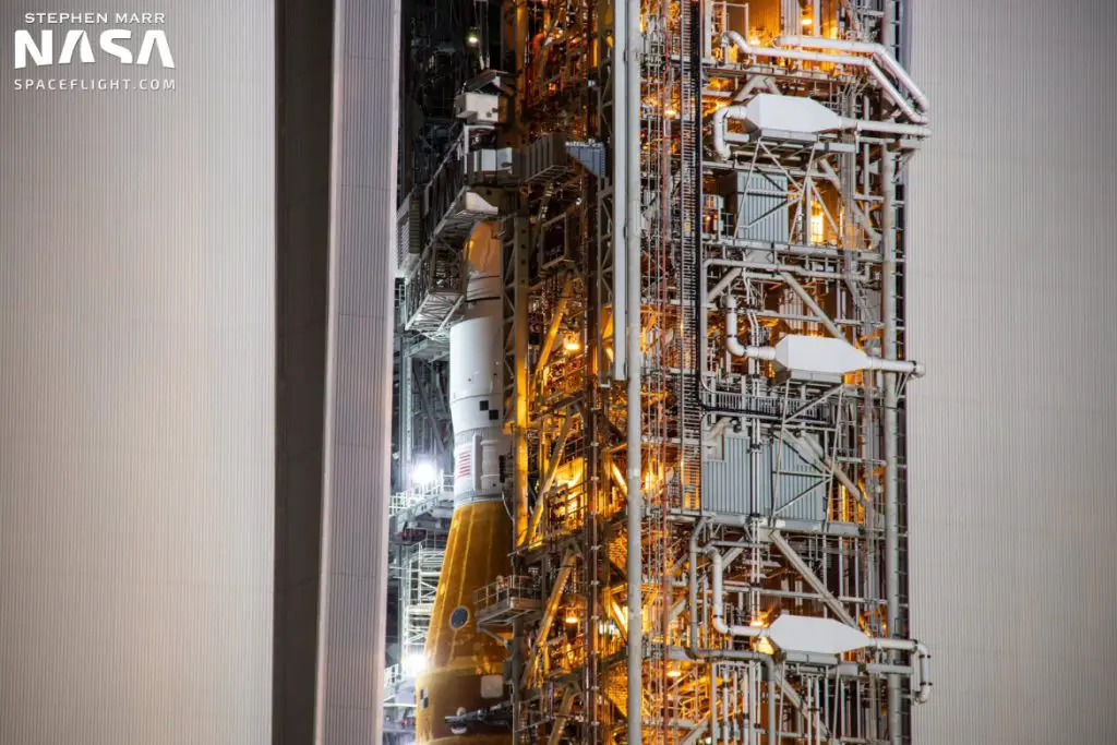 SLS arrives at LC-39B for launch, teams prepare for multiple launch trajectories