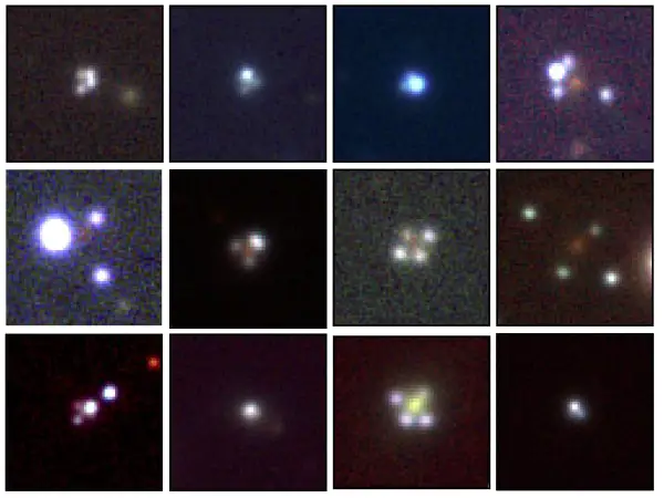 12 rare Einstein crosses discovered with Gaia
