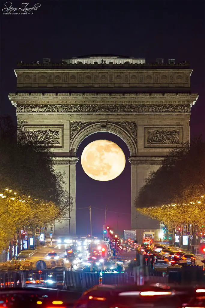The Moon through the Arc de Triomphe