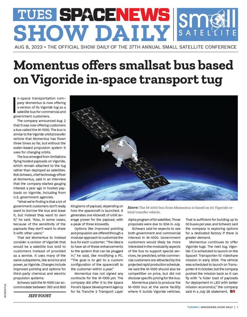 Download your Tuesday ‘News from the 2023 Small Satellite show’ digital edition