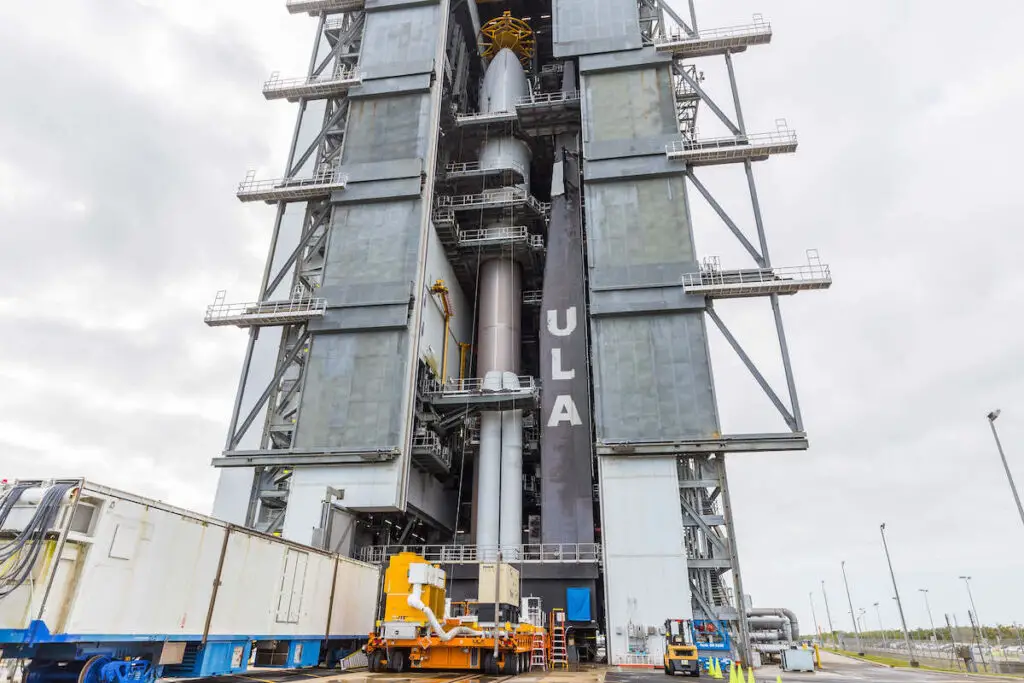 Atlas 5 rocket rolls to launch pad with weather satellite