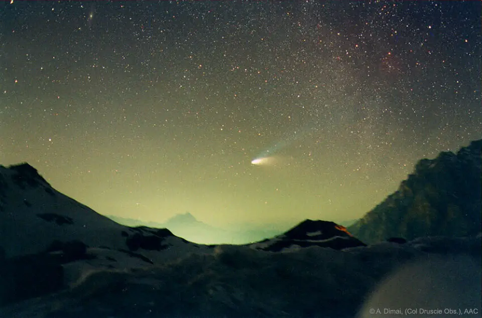 Comet Hale-Bopp Over Val Parola Pass