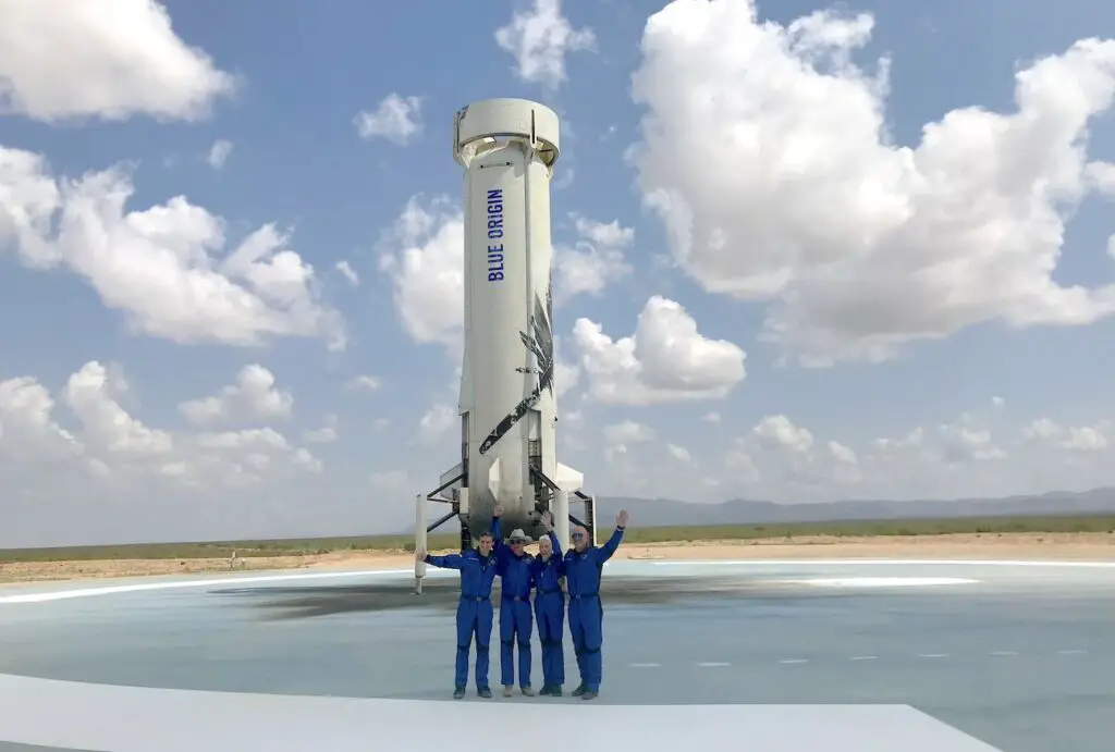 Bezos flies to space on Blue Origin’s first crew launch