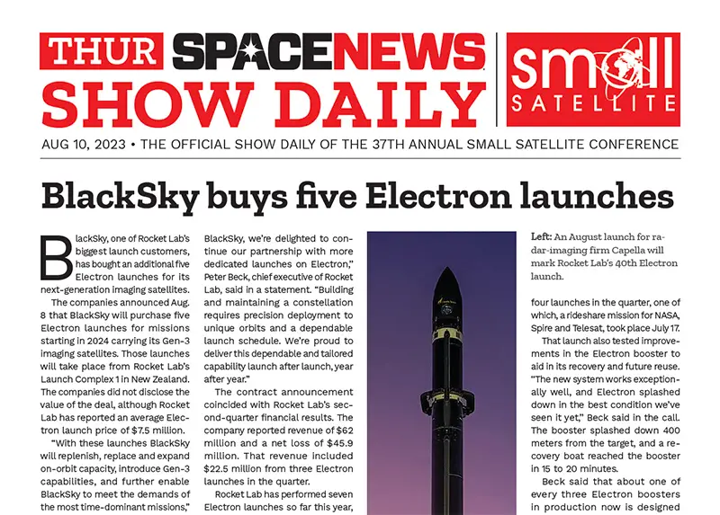 Download your Thursday ‘News from the 2023 Small Satellite show’ digital edition