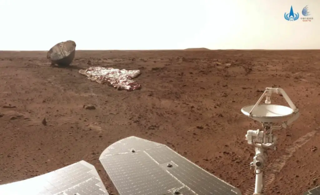 China’s Zhurong Mars rover visits own parachute